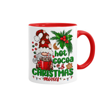 Hot cocoa and Christmas movies, Mug colored red, ceramic, 330ml