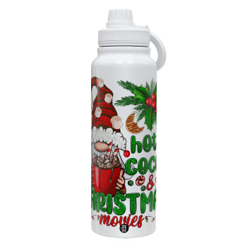 Hot cocoa and Christmas movies, 1L Stainless Steel Thermal Bottle with Phone Holder & Double Wall Insulation