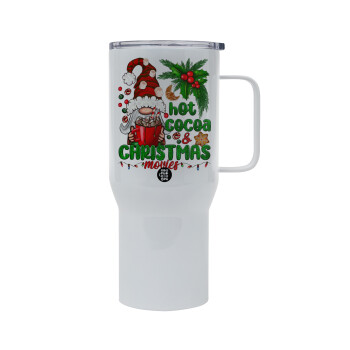 Hot cocoa and Christmas movies, Mega Stainless steel Tumbler with lid, double wall 750L