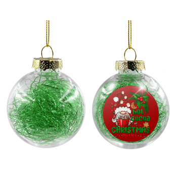 Hot cocoa and Christmas movies, Χριστουγεννιάτικη μπάλα δένδρου διάφανη με πράσινο γέμισμα 8cm