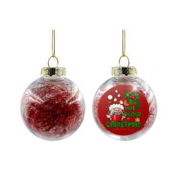 Hot cocoa and Christmas movies, Χριστουγεννιάτικη μπάλα δένδρου διάφανη με κόκκινο γέμισμα 8cm