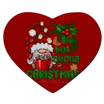 Hot cocoa and Christmas movies, Mousepad καρδιά 23x20cm