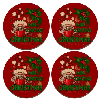 Hot cocoa and Christmas movies, ΣΕΤ x4 Σουβέρ ξύλινα στρογγυλά plywood (9cm)