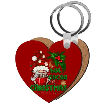 Hot cocoa and Christmas movies, Μπρελόκ Ξύλινο καρδιά MDF