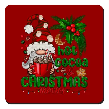 Hot cocoa and Christmas movies, Τετράγωνο μαγνητάκι ξύλινο 9x9cm