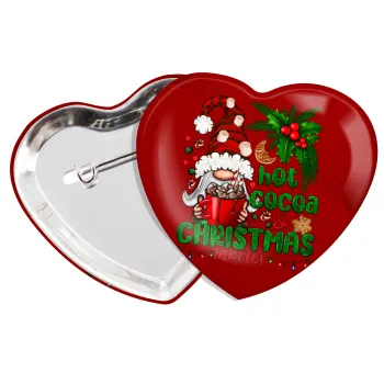 Hot cocoa and Christmas movies, Κονκάρδα παραμάνα καρδιά (57x52mm)