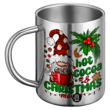 Hot cocoa and Christmas movies, Ανοξείδωτη Μεταλλική Κούπα 450ml - Διπλού Τοιχώματος