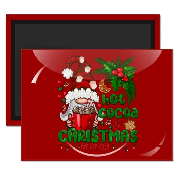 Hot cocoa and Christmas movies, Ορθογώνιο μαγνητάκι ψυγείου διάστασης 9x6cm