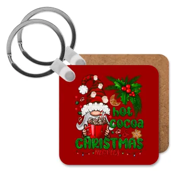 Hot cocoa and Christmas movies, Μπρελόκ Ξύλινο τετράγωνο MDF