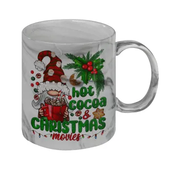 Hot cocoa and Christmas movies, Κούπα κεραμική, marble style (μάρμαρο), 330ml