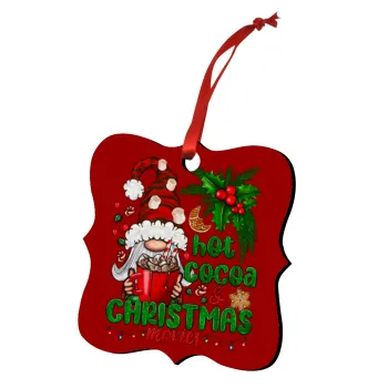 Hot cocoa and Christmas movies, Christmas ornament polygon wooden 7.5cm