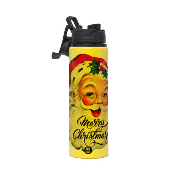 Santa vintage, Metallic water bottle with safety lid, 850ml aluminum