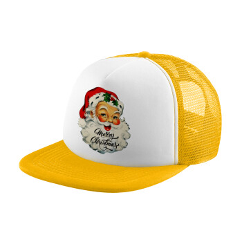 Santa vintage, Καπέλο Ενηλίκων Soft Trucker με Δίχτυ Κίτρινο/White (POLYESTER, ΕΝΗΛΙΚΩΝ, UNISEX, ONE SIZE)