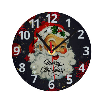 Santa vintage, Ρολόι τοίχου γυάλινο (20cm)