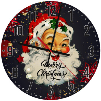 Santa vintage, Ρολόι τοίχου ξύλινο (30cm)