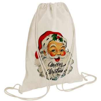 Santa vintage, Backpack bag GYMBAG natural (28x40cm)