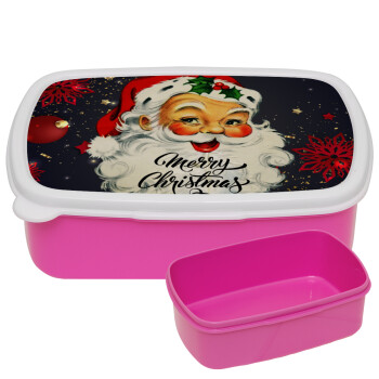 Santa vintage, ΡΟΖ παιδικό δοχείο φαγητού (lunchbox) πλαστικό (BPA-FREE) Lunch Βox M18 x Π13 x Υ6cm