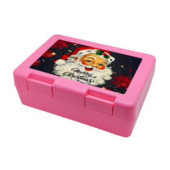 Santa vintage, Children's cookie container PINK 185x128x65mm (BPA free plastic)