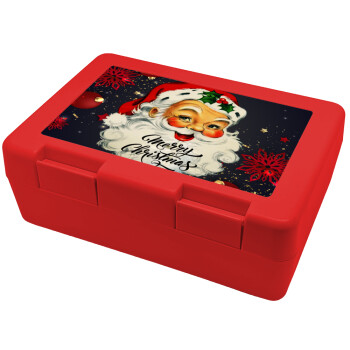 Santa vintage, Children's cookie container RED 185x128x65mm (BPA free plastic)