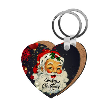 Santa vintage, Μπρελόκ Ξύλινο καρδιά MDF