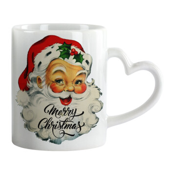 Santa vintage, Mug heart handle, ceramic, 330ml