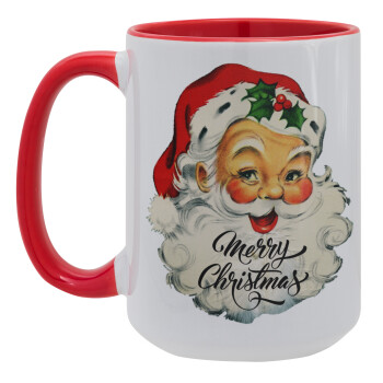 Santa vintage, Κούπα Mega 15oz, κεραμική Κόκκινη, 450ml
