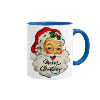 Santa vintage, Mug colored blue, ceramic, 330ml
