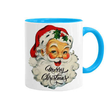Santa vintage, Mug colored light blue, ceramic, 330ml