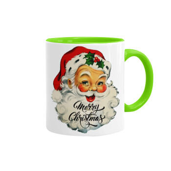 Santa vintage, Mug colored light green, ceramic, 330ml