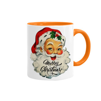 Santa vintage, Κούπα χρωματιστή πορτοκαλί, κεραμική, 330ml