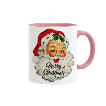 Santa vintage, Mug colored pink, ceramic, 330ml