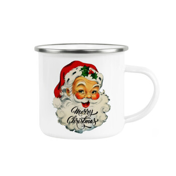 Santa vintage, Metallic enamel cup white 360ml