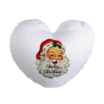 Santa vintage, Μαξιλάρι καναπέ καρδιά 40x40cm περιέχεται το  γέμισμα