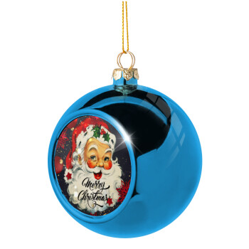 Santa vintage, Χριστουγεννιάτικη μπάλα δένδρου Μπλε 8cm