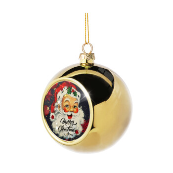 Santa vintage, Χριστουγεννιάτικη μπάλα δένδρου Χρυσή 8cm