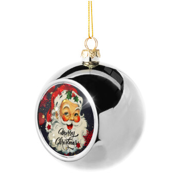 Santa vintage, Silver 8cm Christmas tree ball ornament