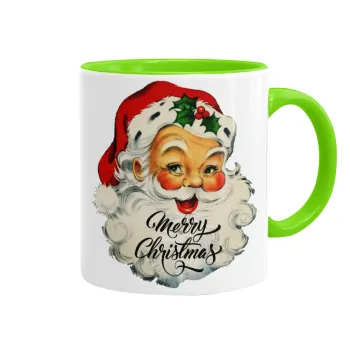 Santa vintage, Mug colored light green, ceramic, 330ml