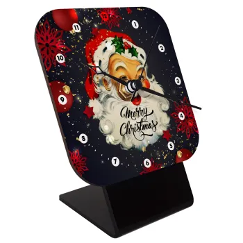Santa vintage, Επιτραπέζιο ρολόι ξύλινο με δείκτες (10cm)