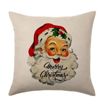Santa vintage, Μαξιλάρι καναπέ ΛΙΝΟ 40x40cm περιέχεται το  γέμισμα