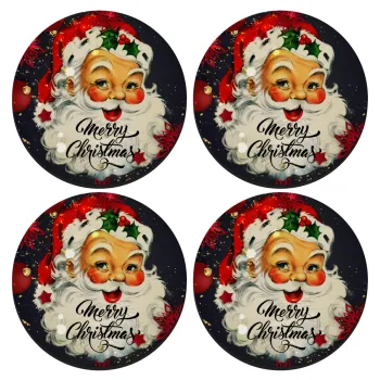 Santa vintage, ΣΕΤ 4 Σουβέρ ξύλινα στρογγυλά (9cm)