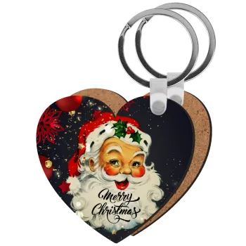 Santa vintage, Μπρελόκ Ξύλινο καρδιά MDF