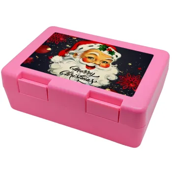 Santa vintage, Children's cookie container PINK 185x128x65mm (BPA free plastic)