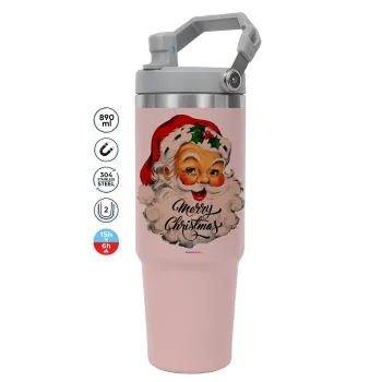 Santa vintage, ΡΟΖ χρώματος Θερμός Ανοξείδωτο 890ml (30oz) με χερούλι