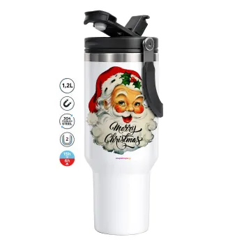Santa vintage, Mega Tumbler με καπάκι, διπλού τοιχώματος (θερμό) 1,2L
