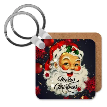 Santa vintage, Μπρελόκ Ξύλινο τετράγωνο MDF