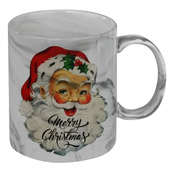 Santa vintage, Κούπα κεραμική, marble style (μάρμαρο), 330ml