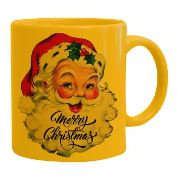 Santa vintage, Κούπα, κεραμική κίτρινη, 330ml
