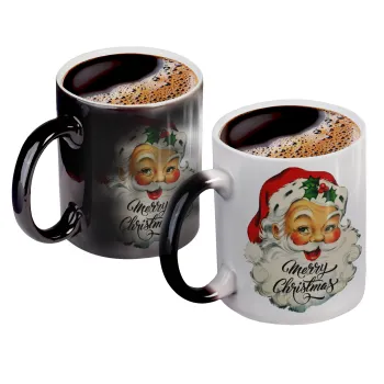 Santa vintage, Color changing magic Mug, ceramic, 330ml when adding hot liquid inside, the black colour desappears (1 pcs)