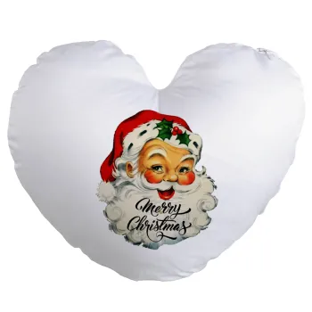 Santa vintage, Μαξιλάρι καναπέ καρδιά 40x40cm περιέχεται το  γέμισμα