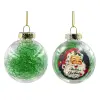 Στολίδι Χριστουγεννιάτικη μπάλα δένδρου διάφανη με πράσινο γέμισμα 8cm